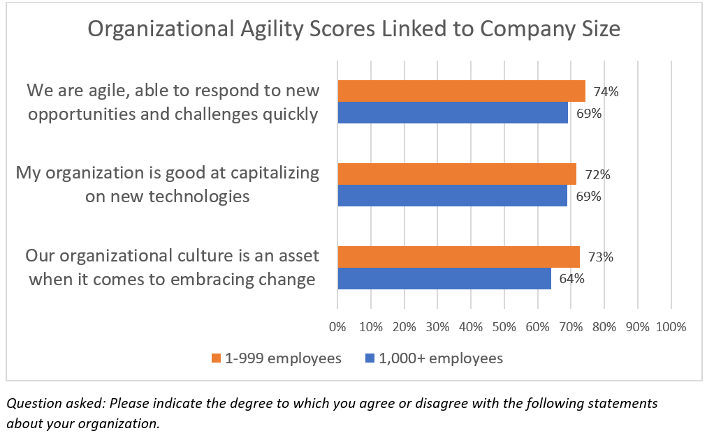 Organizational agility scores linked to company size